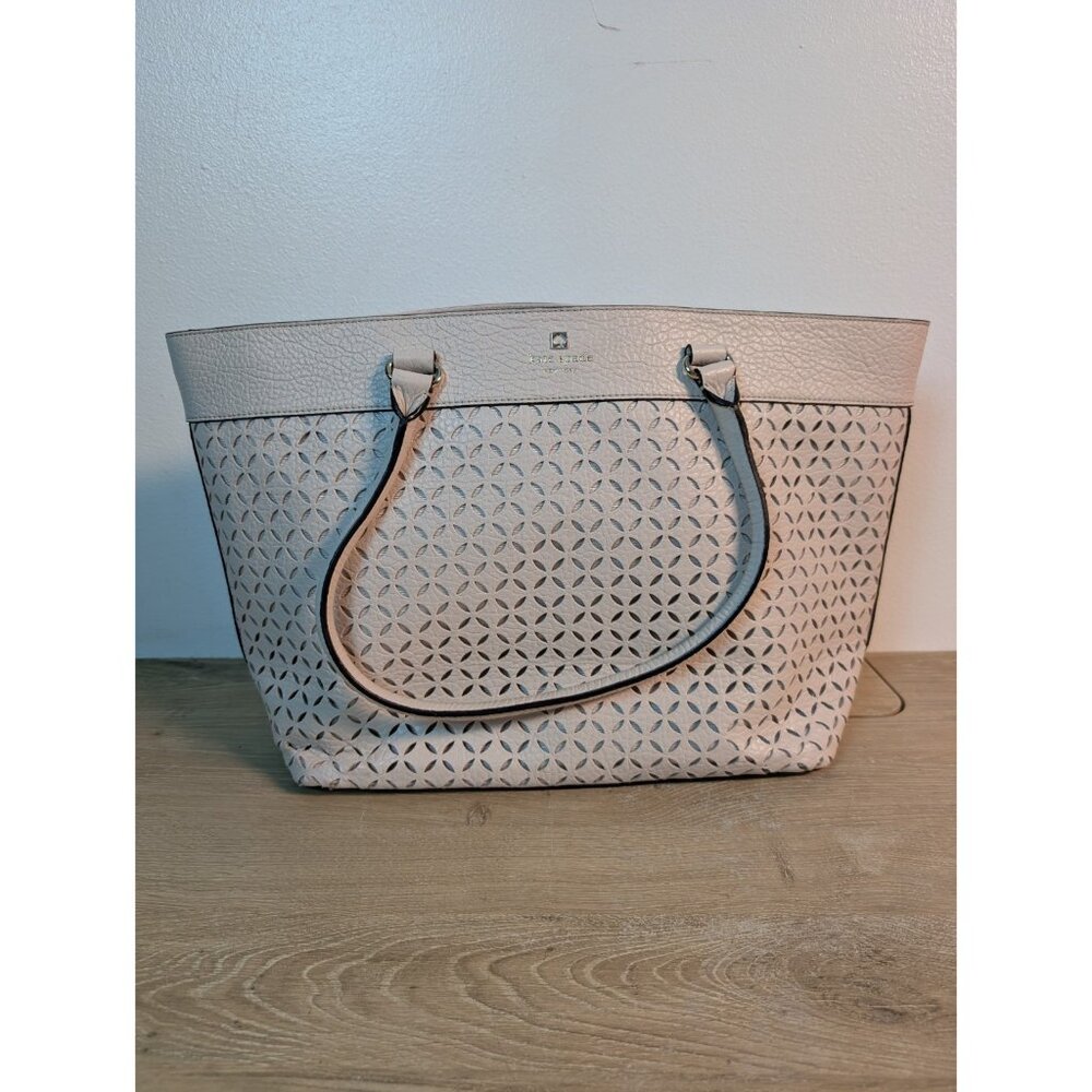 Kate Spade Perri Lane Huntington Purse Tote Bag Perforated Leather Gold Hardware